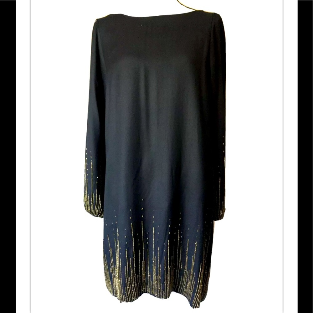 CASTLE STARR 100% SILK Lined BEADED Shift DRESS 6